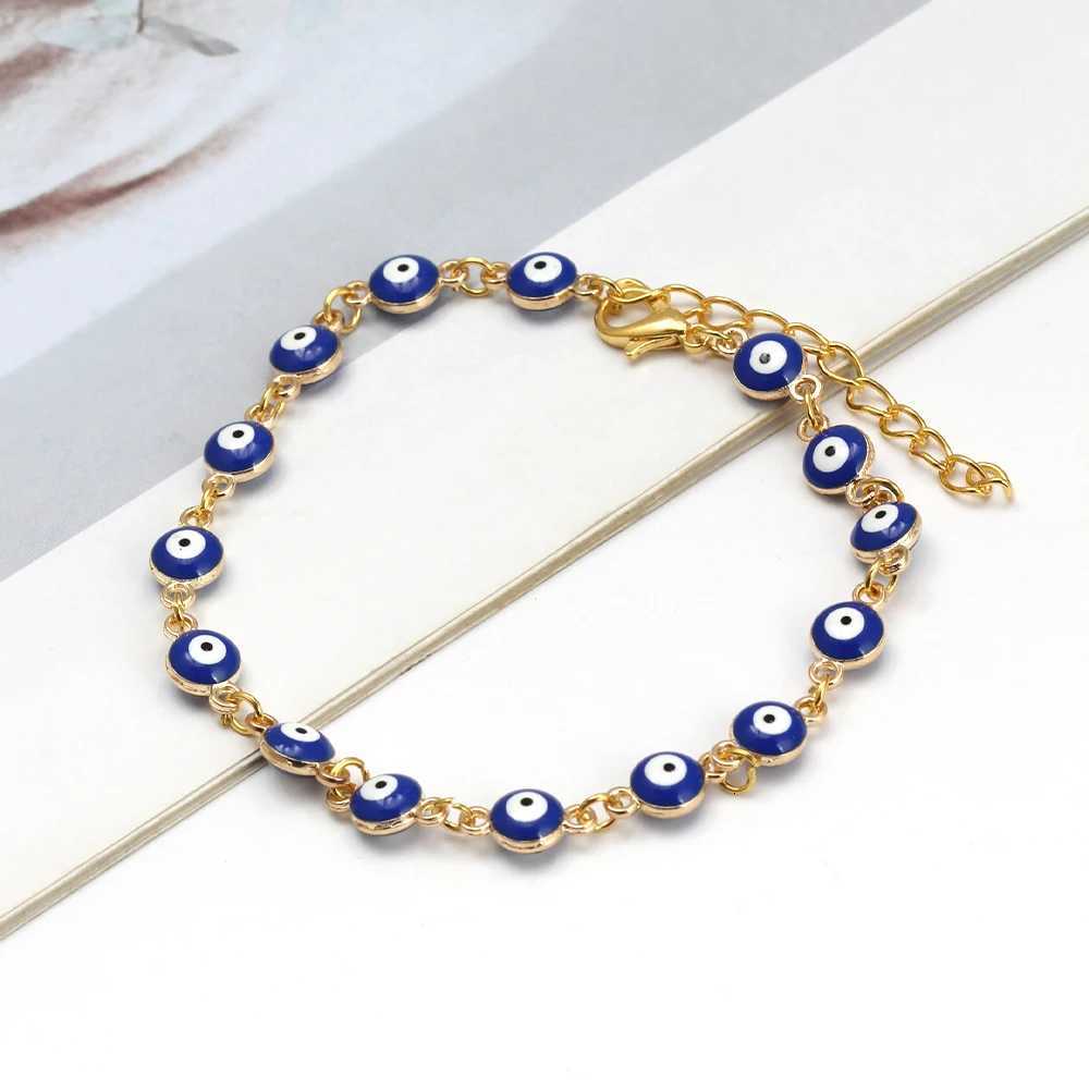 EVIL EYE Adjustable Alloy Foot Chain Women Anklet Drop Oil Turkish Evil Eye Anklet tobilleras mujer chaine de cheville Y250805
