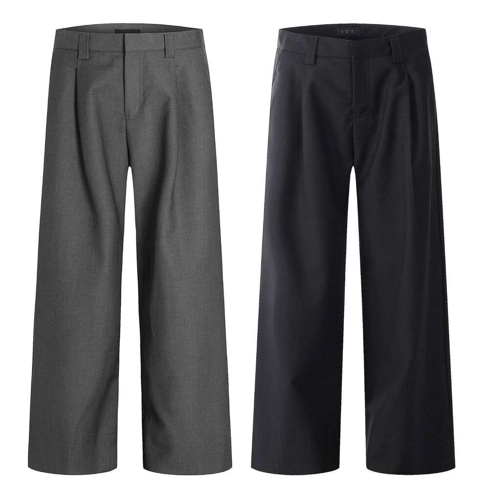 11Kn American Style Old Money Straight-Leg Trousers For Men And Women, Draped Wide-Leg A-Line Slimming Loose Simple Casual Long Pants B5