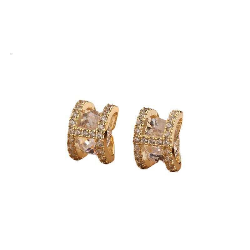 Korean Dongdaemun Elegant Women's Small Style Light Micro Inlaid Zircon High-end Sense Letter H Stud Earrings