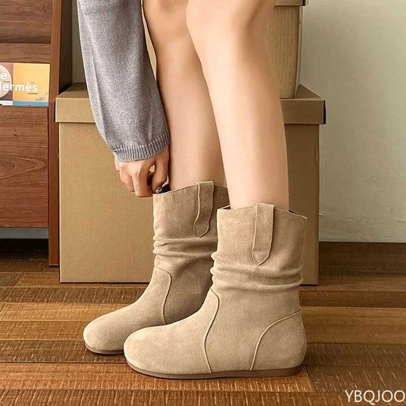 New Suede Casual Boots Women Reliable Versatile Ankle Boots Short Slip Flat Shoes Comfortable Soft Bottom Lady Boot XJ250807