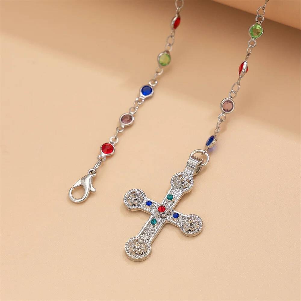 Unique Cross Pendant for Women Simple Crystal Sweater Chain Long Y-shaped Necklace Y2K Party Jewelry 2024 Jewelry for Women