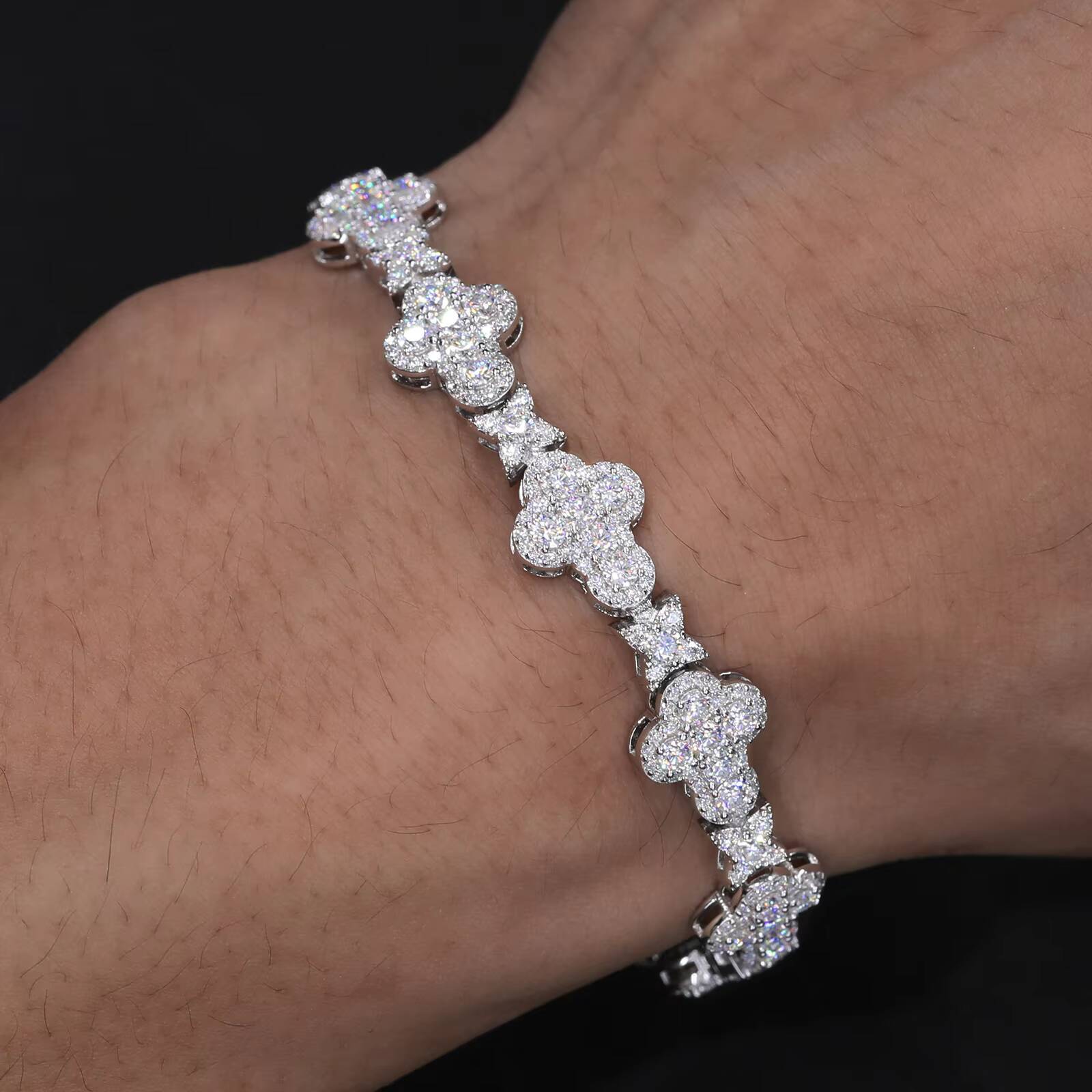 New Arrivals Popular 925 Sterling Silver Moissanite Star Cross Cuban Link Bracelet Pass Diamond Tester Diamond Bracelet