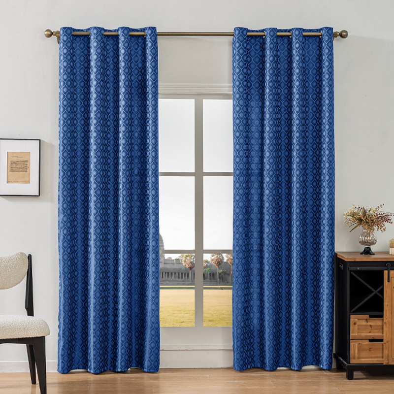 YL-36834 Thickened double-sided cotton and linen bedroom curtain fabric soundproof full blackout modern simple living room curtain finished product wh