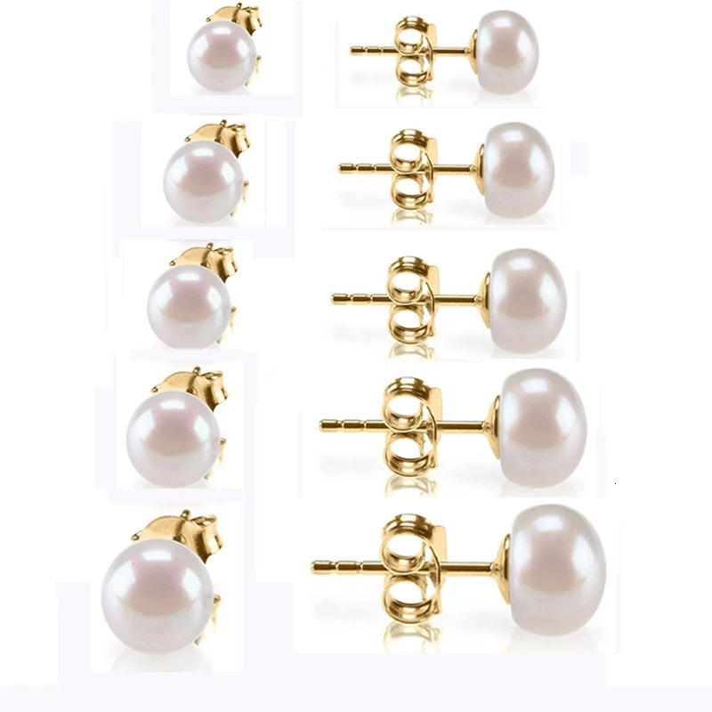 Sterling Silver Pearl Stud Earring 14K Gold Plated AA Quality Handpicked Freshwater Cultured Stud Pearl Earrings 250805