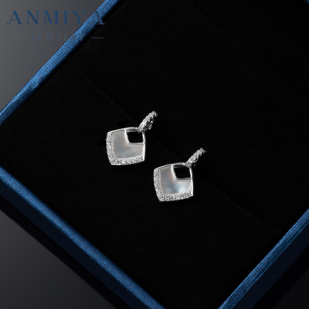 Customilzed Fineionable Fashion Rhomboid Shape 925 Sterling Silver Shine Earrings for Women