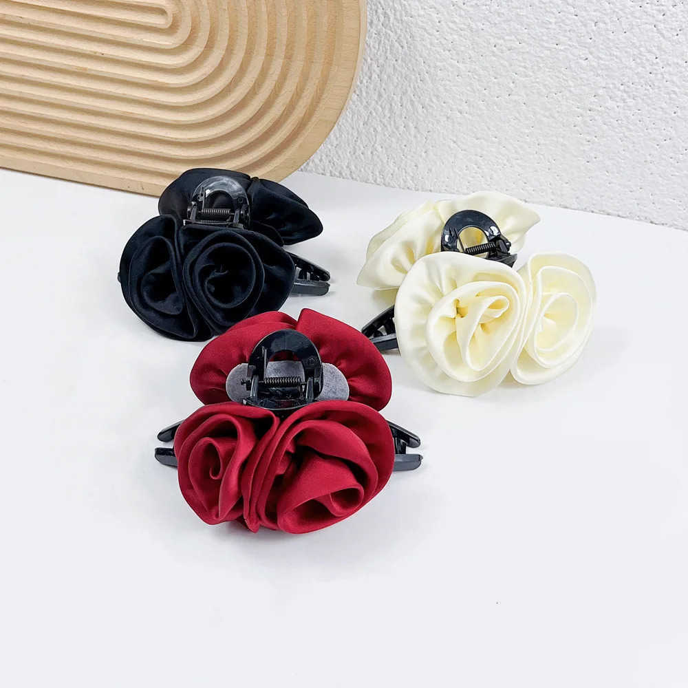 13cm Rose Flower Large Hair Claw Women Elegant Finishing Hair Accessories Hair Clips U250807