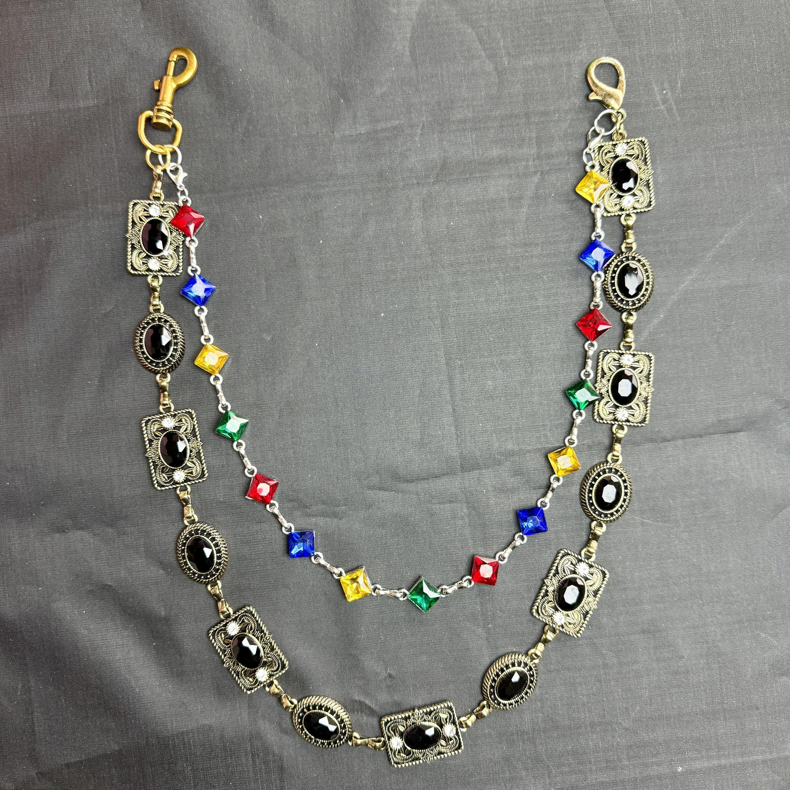 Hip hop punk style double-layer pants chain fashion unique neutral waist accessory 250805