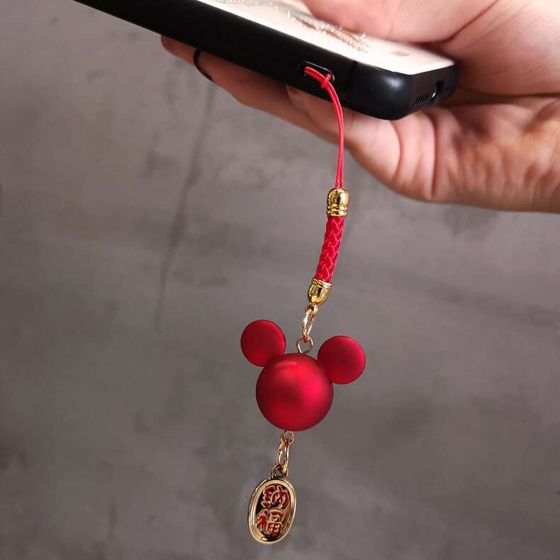 DHessentials Chinese Knot - Lucky Charm Keychain with Fortune Cat Pendant, Short Braided Lanyard for Phone/Wallet (6-9cm, 10g)