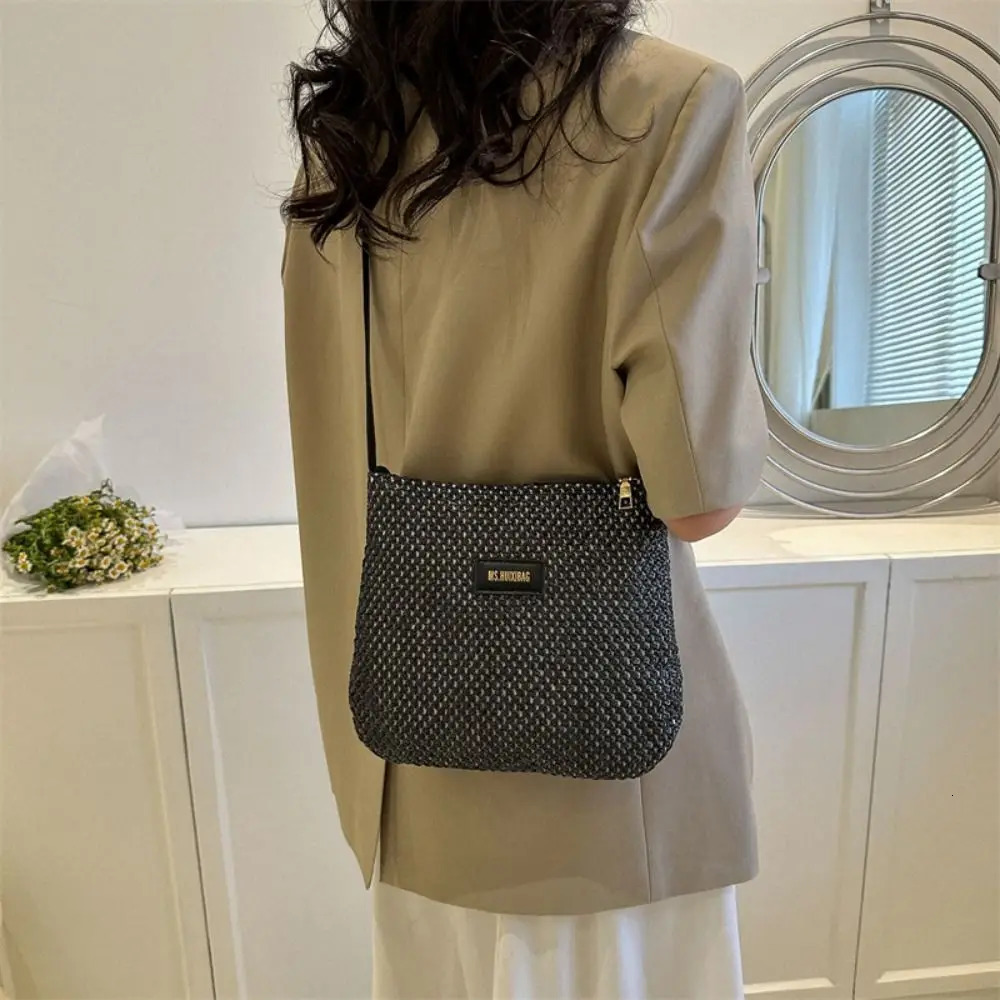 Ladies Fashion Summer Straw Crossbody Bag Women Beach Holiday Shopping Woven Shoulder Handbag Messenger Purses for Women Bags 250805