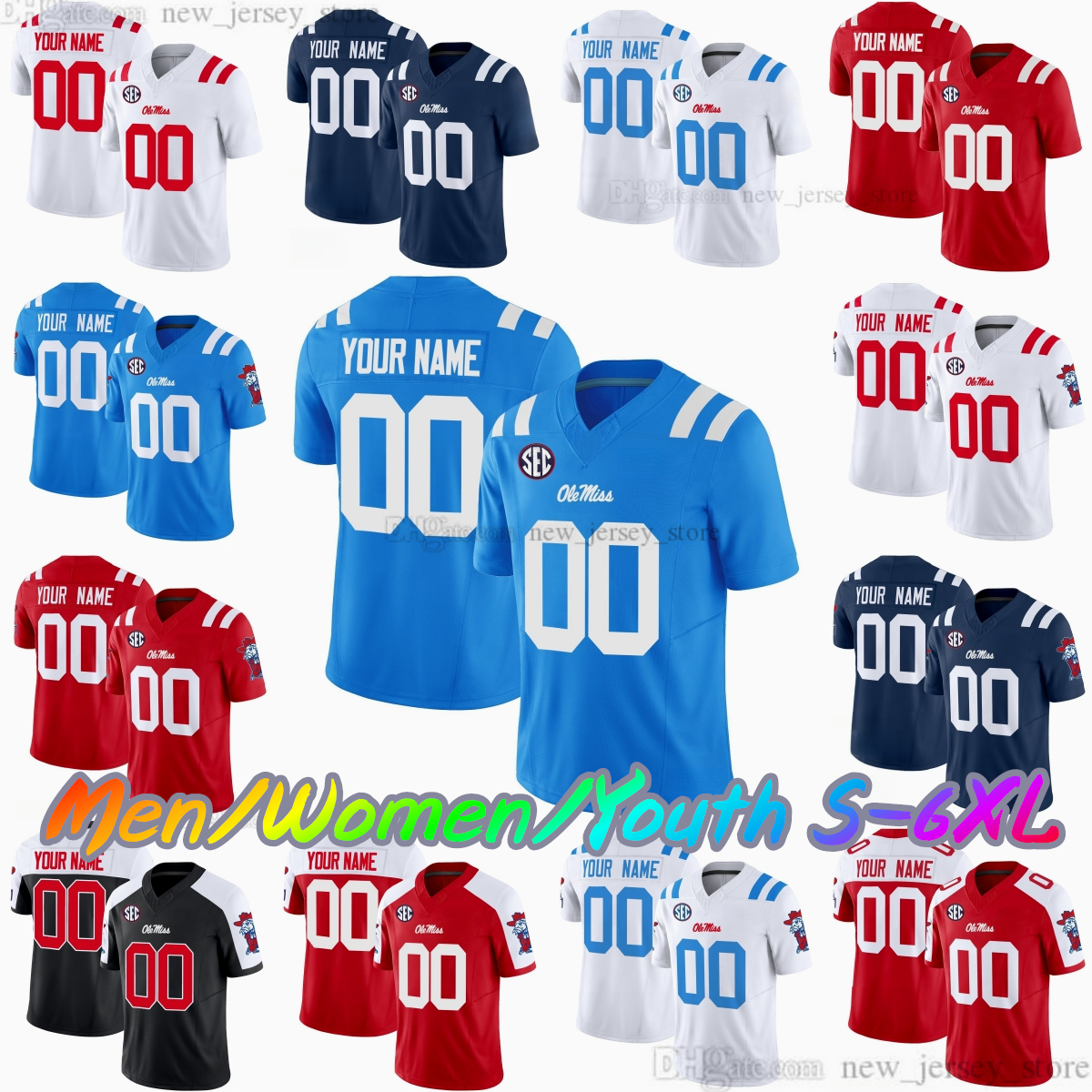 2025 Custom S-6XL College Football Jersey 2 Jaxson Dart 21 Henry Parrish Jr. 13 Austin Simmons 3 Antwane Wells Jr. 9 Tre Harris III 18 Archie Manning 19 Lee Stitched Jerseys