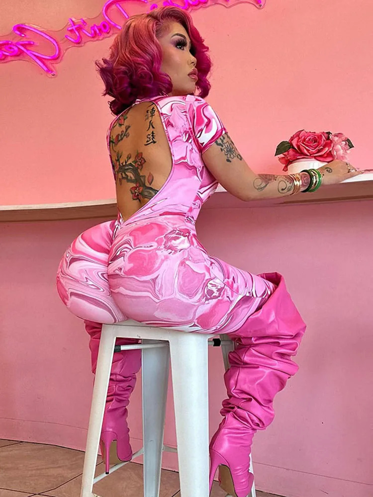 Nibber Sporty Backless Jumpsuit Women Peach Buttocks Fitness Shorts Sleeve Summer Trend Street Activity Casual Workout Overalls 250807