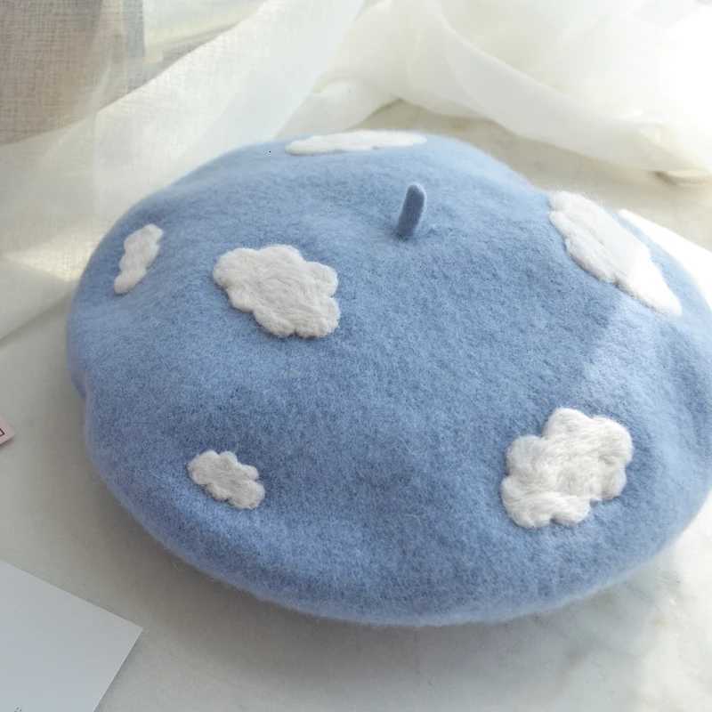 Women Handmade Beret Hat Female Hat Autumn Wool Felt Cloud Painter C Warm Thick Pea Newsboy Hat Outdoor Walking Hat XJ250807