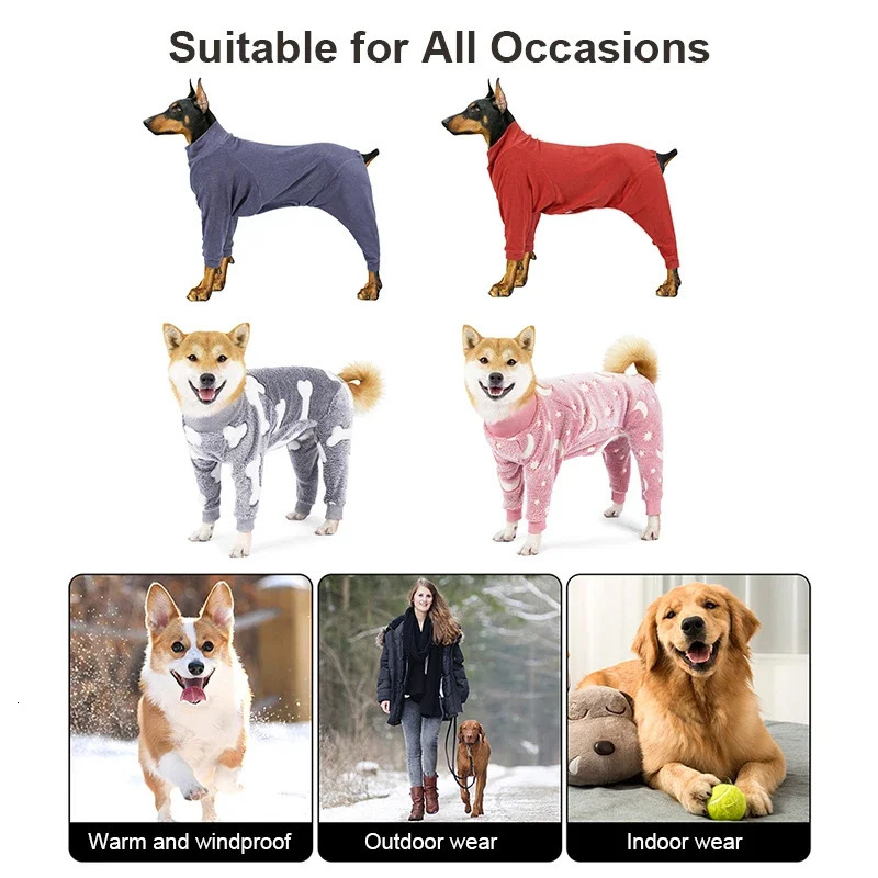 Xs-3XL Winter Pet Dog Clothes Dogs Sweatshirt Warm Flannel Dog Pajamas Padded Clothes for Medium Large Dogs Labrador Clothing 250806