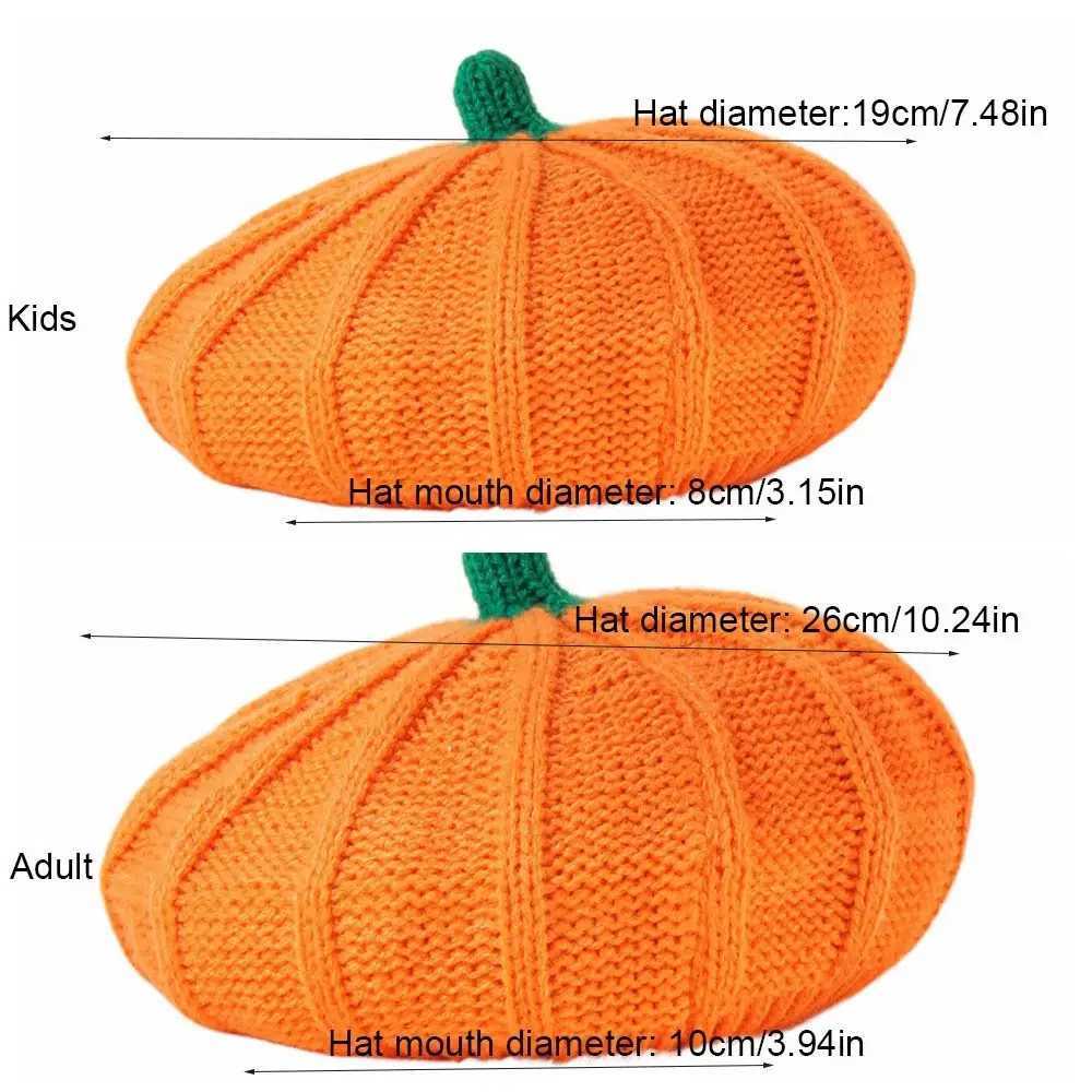 Fashion Orange Pumpkin Beret Painter Hat Keep Warm Knitted Hat Octagonal C Peaked C Parent-Child Hat Halloween Decoration XJ250807