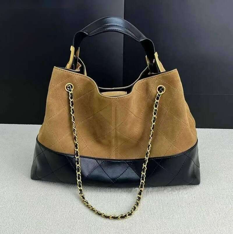 Totes 25A Suede Hobo Bag Designer Chain Tote Bag Luxury Casual Handbag Vintage Women Shoulder Bag Fashion Large Totes Calfskin Mix Leather Elegant Purse Maxi Fall 7A