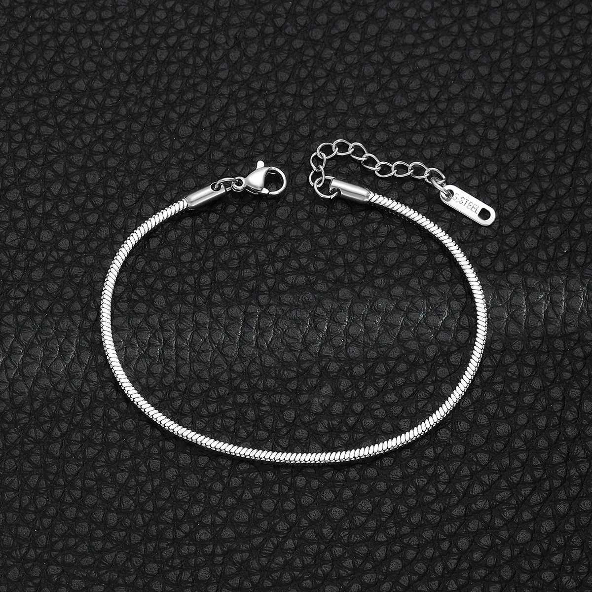 Silver Color Stainless Steel Square Snake Bone Chain Bracelet Titanium Steel Men Bracelet Retro Jewelry Trendy Accessories W250807