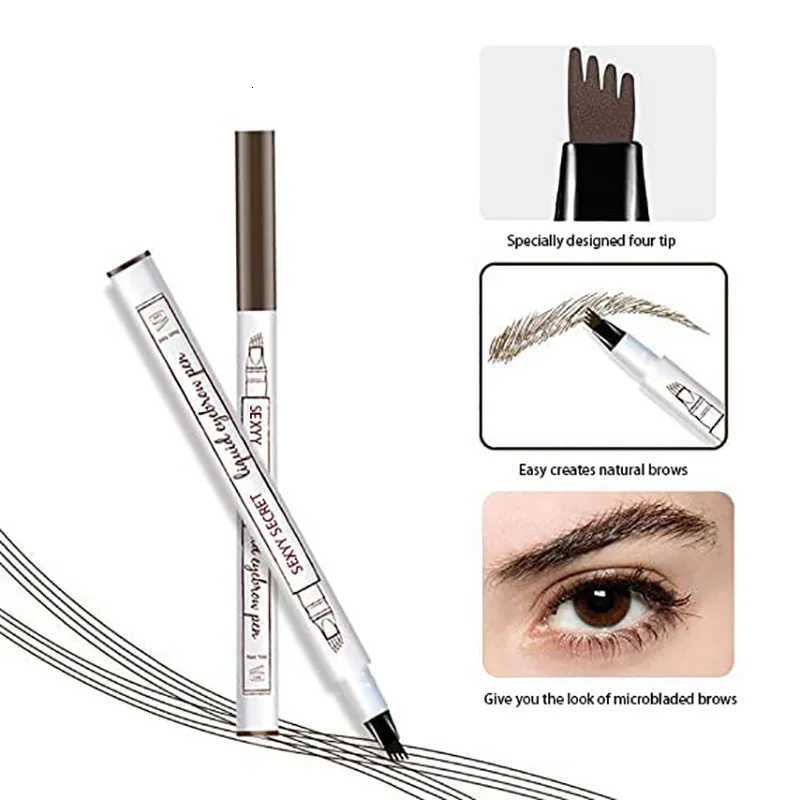 Dark Brown Eyebrow Pencil Microblading Eyebrow Pen Makeup Waterproof 4 Tip Eyebrow Pen Black Liquid Pen Enhancer Cosmetic W250807