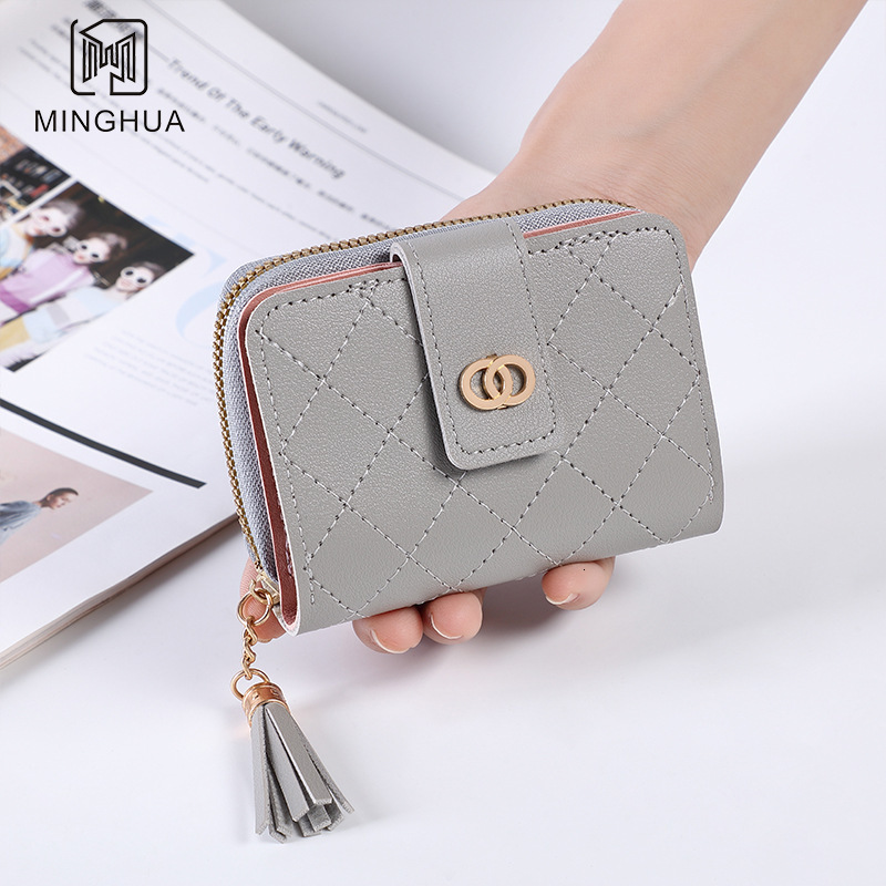 Free Shipping Designer Luxury New Women's Wallet Short Solid Color Card Holder Simple Button Small Coin Purse Casual Handbag