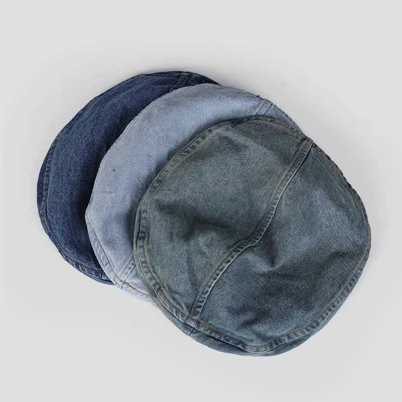 Womens Artistic Style Retro Washed Cotton Denim Pocket Heaear Fashion Painter Cs Beret Hat XJ250807