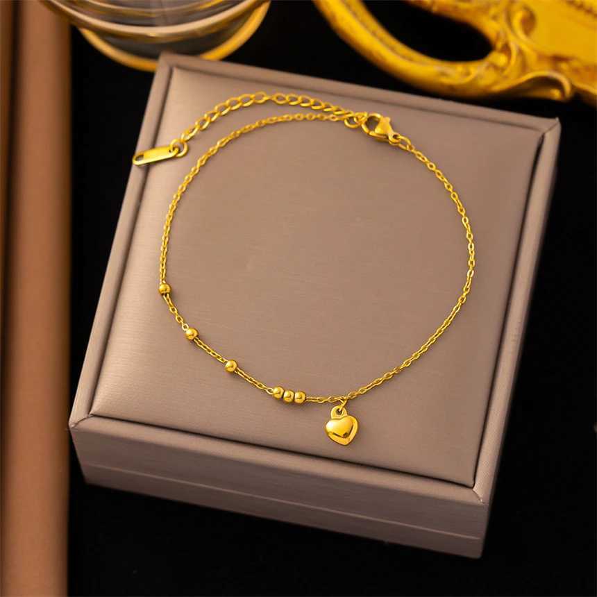 316L Stainless Steel Simplicity Mini Heart Shaped Bead Anklet Ladies Fashion Trend High Jewelry Beach Accessorie SAB1281 Y250805