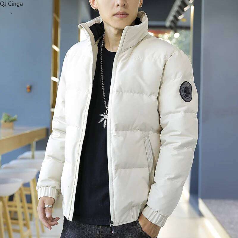 Red Men's Long-sleeved Stand-up Collar Down Jacket, New Winter Coat, Asian Sizes L-8XL, Beige, Gray, Black Parkas