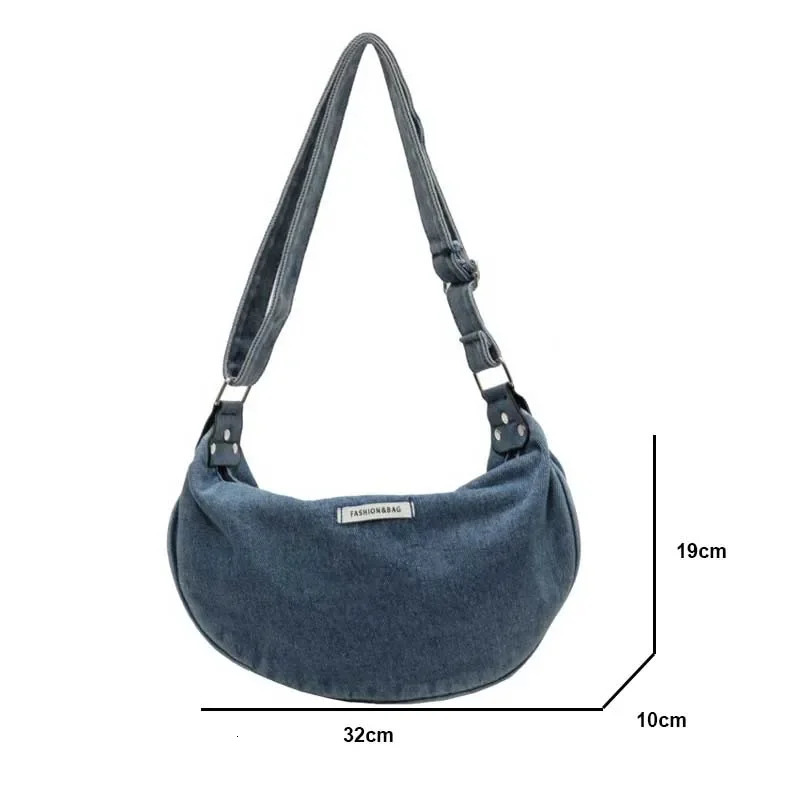 Women Denim Bag Large Capacity Strap Adjustable Crossbody Sling Bag Vintage Messenger Bags Casual Shopper Bags Shoulder Bag 250805