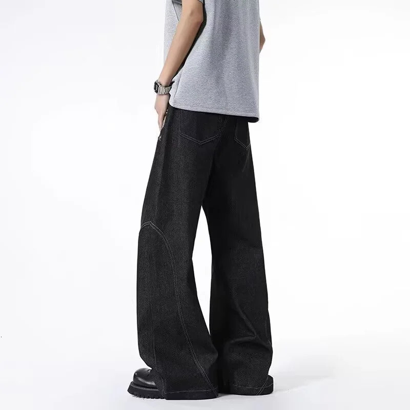 Autumn Gothic Pattern Jacquard Printed Baggy Jean For Men High Street Vintage Patchwork Denim Pants Harajuku Hip Hop Y2K Jeans 250807