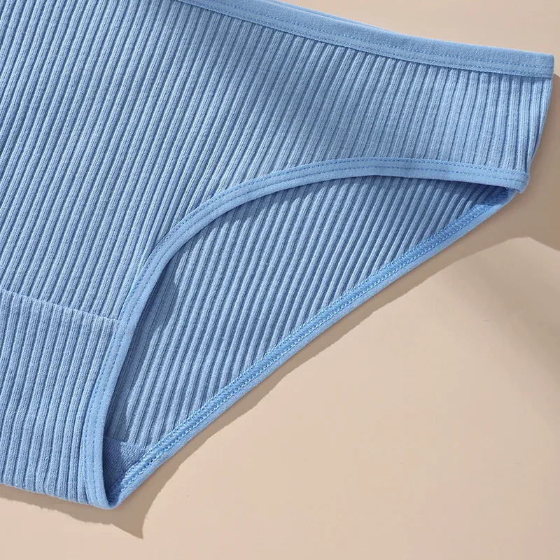7Pcs Panties Striped Briefs for Women LowRise Breathable Cotton Female Soft Underwear Solid Colors Ladies Underpants 250807