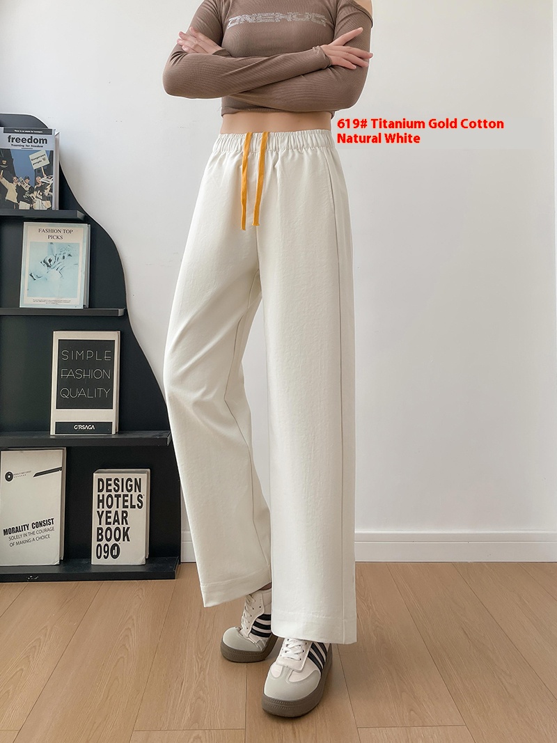 Treasure Titanium Gold Cotton Pants, Drawstring Waist + Loose Straight Leg, Fashionista's Favorite