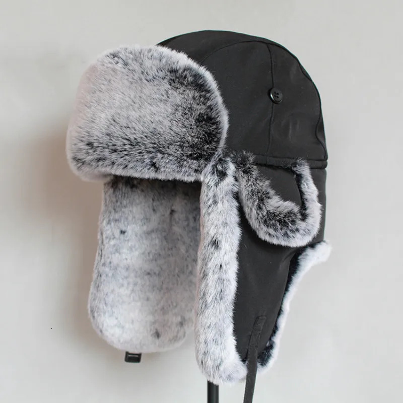 Winter Bomber Hat For Men Faux Fur Russian Hat Ushanka Women Thick Warm Cap with Ear Flaps 250806
