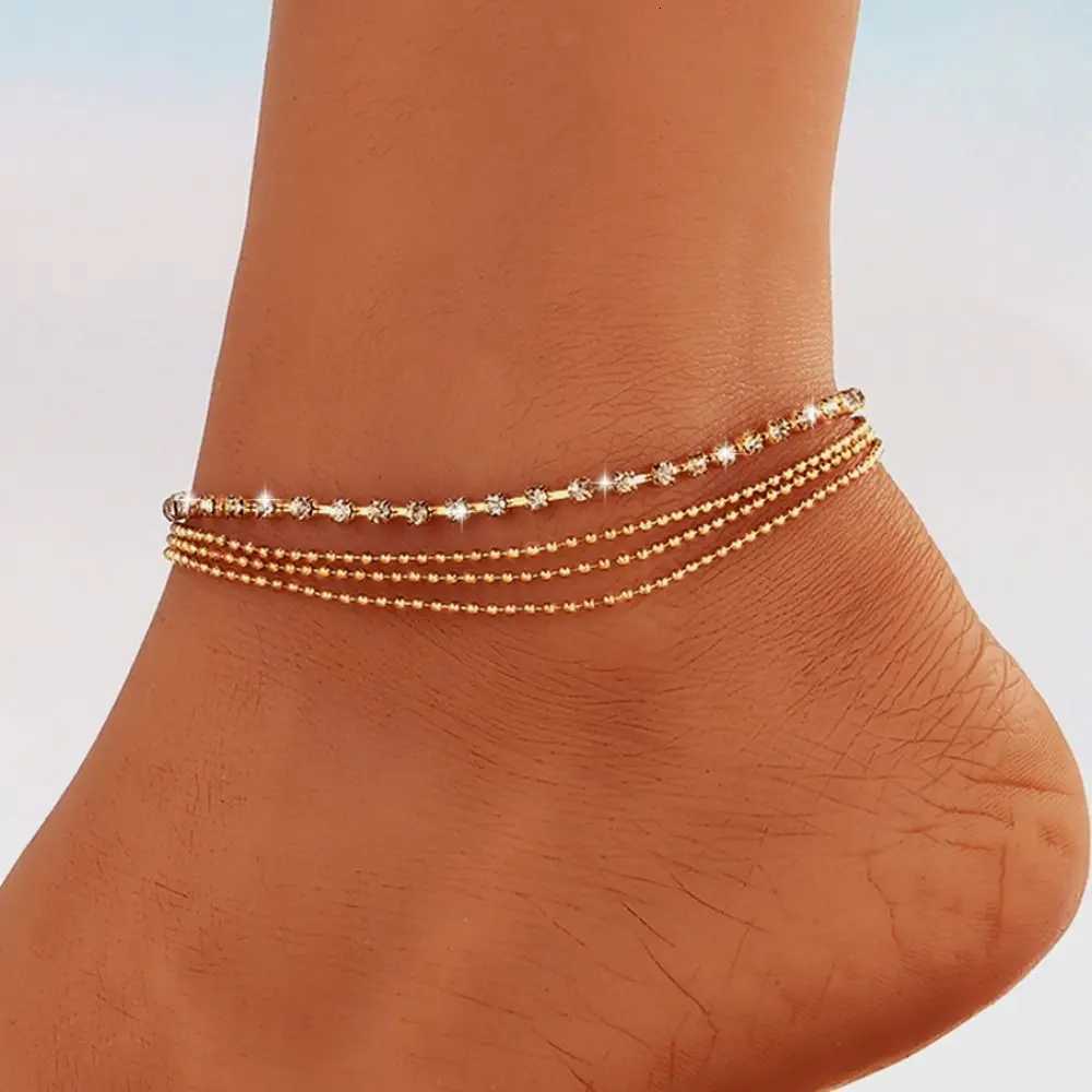 Multi Layers Butterfly Anklets for Women Bohemian Summer Foot Chains Jewelry Barefoot Sandals Ankle on the Leg Y250805