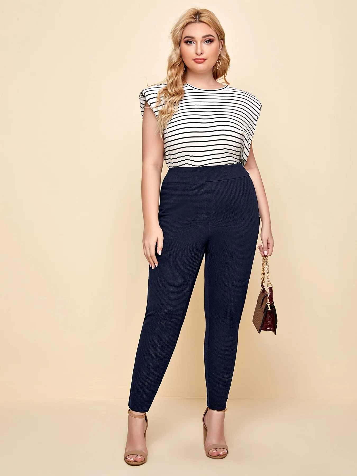 Summer plus size extreme waist hip womens fashion button n temperament yoga pants ninepoint 250805