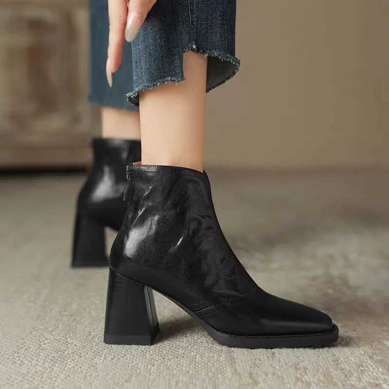Ankle Boots for Women Side Zipper Stretch Middle Heel Short Boot Fi Pointed Shoes Botas De Mujer 2024 XJ250807