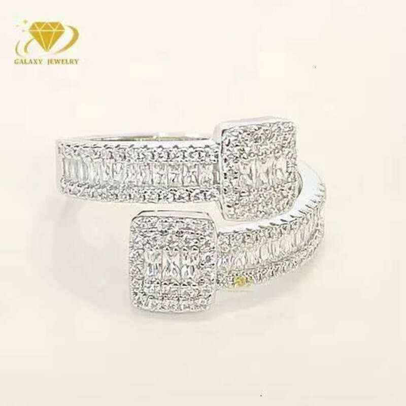 Hip Hop Iced Out Ring VVS Baguette Moissanite Real Gold Plated Men Jewelry Sterling Sier Rings
