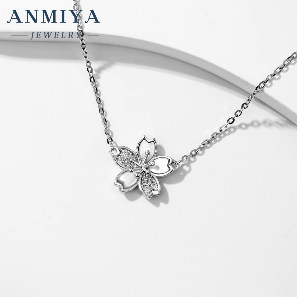Custom Fine Jewelry Necklaces Zircon Flower Necklace 925 Sterling Silver Sterling Fashion Jewelry Pendent Necklaces