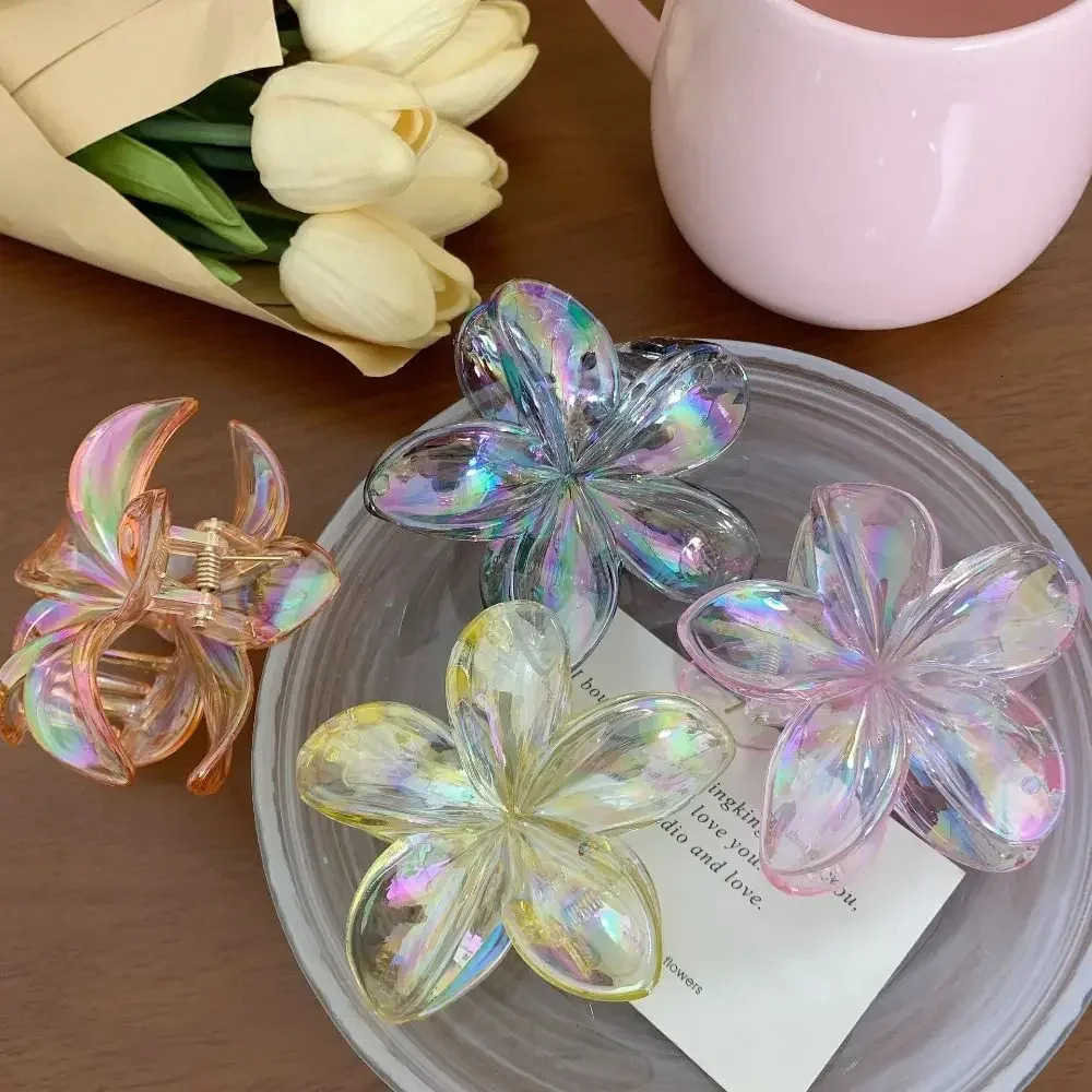 Hairpin Flower Hair Clip Cute Grab Clip Plastic Large Hair Claw Beach Headwear Hair Accessories Transparent Hair Clip Female U250807