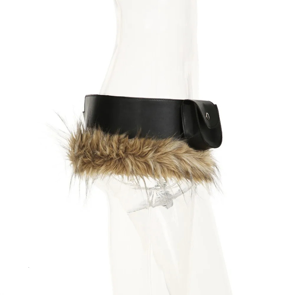 Fashion Alloy Hip-hop Belt Jeans Decor Strap Buckle Fur Tassels Waistband Exaggerated Punk PU Waist Bag Streetwear 250806