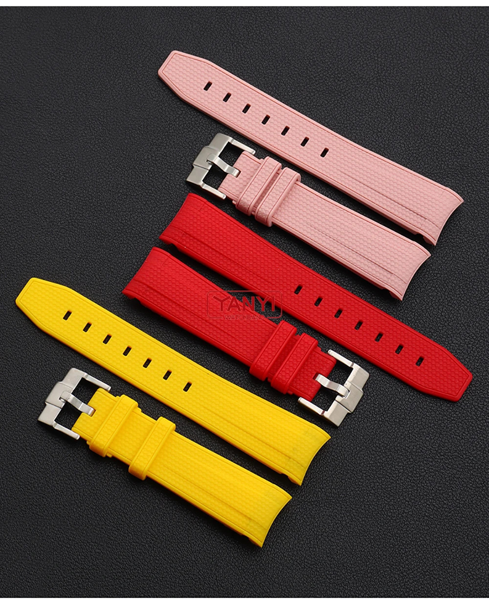 rubber Watchband For Waterproof Sports 20mm Watch Strap Curved End Band 250806