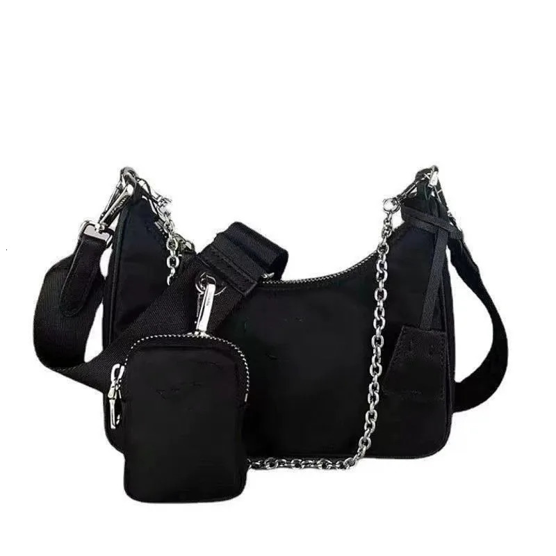 Casual Nylon Waterproof Women Shoulder Hobo Bags Fashion Cool Black Chain Decolr Armpit Crossbody With Small Purse 250804