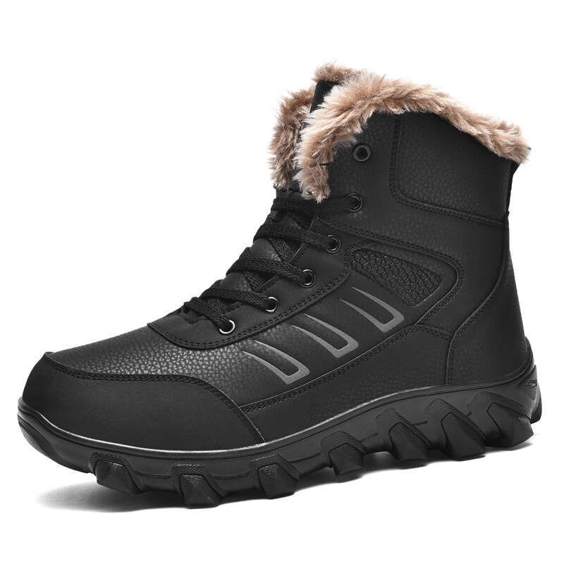 Men's Snow Boots Northeast Large Size Fleece Lined Thickened NEW Cotton Hiking for Middle-aged and Elderly Outdoor Anti-freeze Leather Shoes