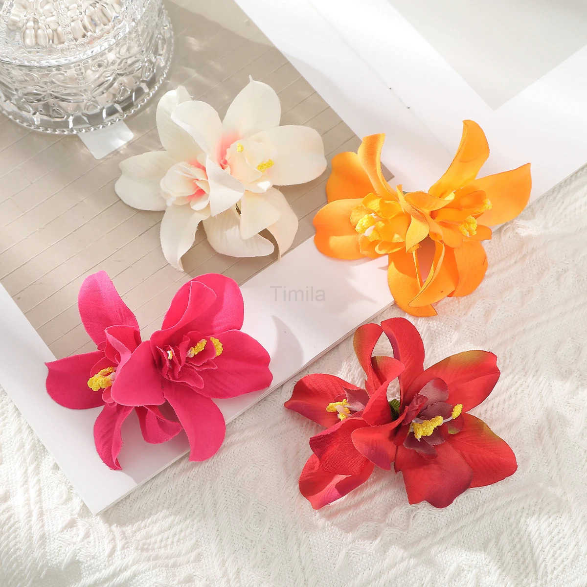 Elegant Bohemian Flower Small Hair Clips Faux Flower Side Pins Hairpin Vacation Beach Hair Accessories for Women U250807