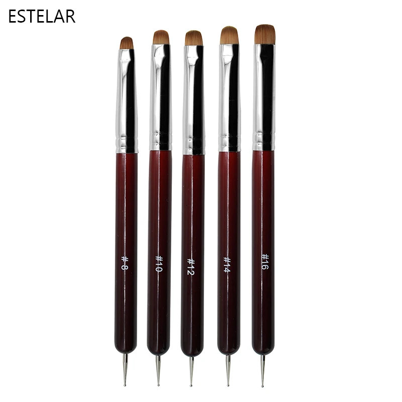 5pcs French Nail Art Brush Dual End Nail Art Dotting Pen Acrylic Drawing Rhinestone Gel Painting Manicure Tool for Beginner 8-16 250805
