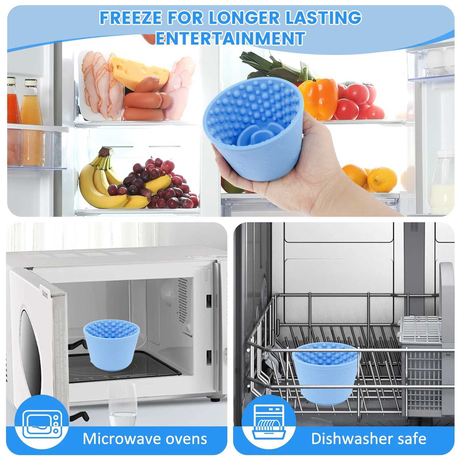 2Pcs Dog Lick Silicone Mat Pet Slow Bowls Distraction Food Training Dog Cat Feeder Anti Choking With Suction Cup Bottom Y250806