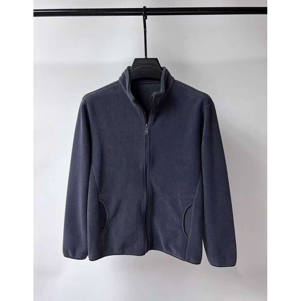 New Solid Color Casual Jacket For Men, Autumn Winter Warm Cardigan Sweatshirt, Loose And Foldable Stand Up Collar Trend