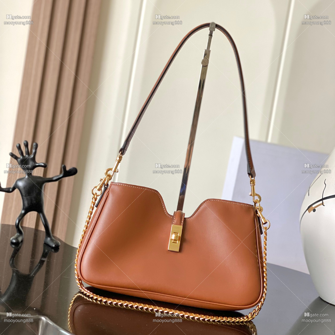 12A Upgrade Mirror Quality Designer Camille Hobo Bag 27cm Brown Handbags for Women Genuine Leather Bags Luxury Purse Shoulder Bag With Chain