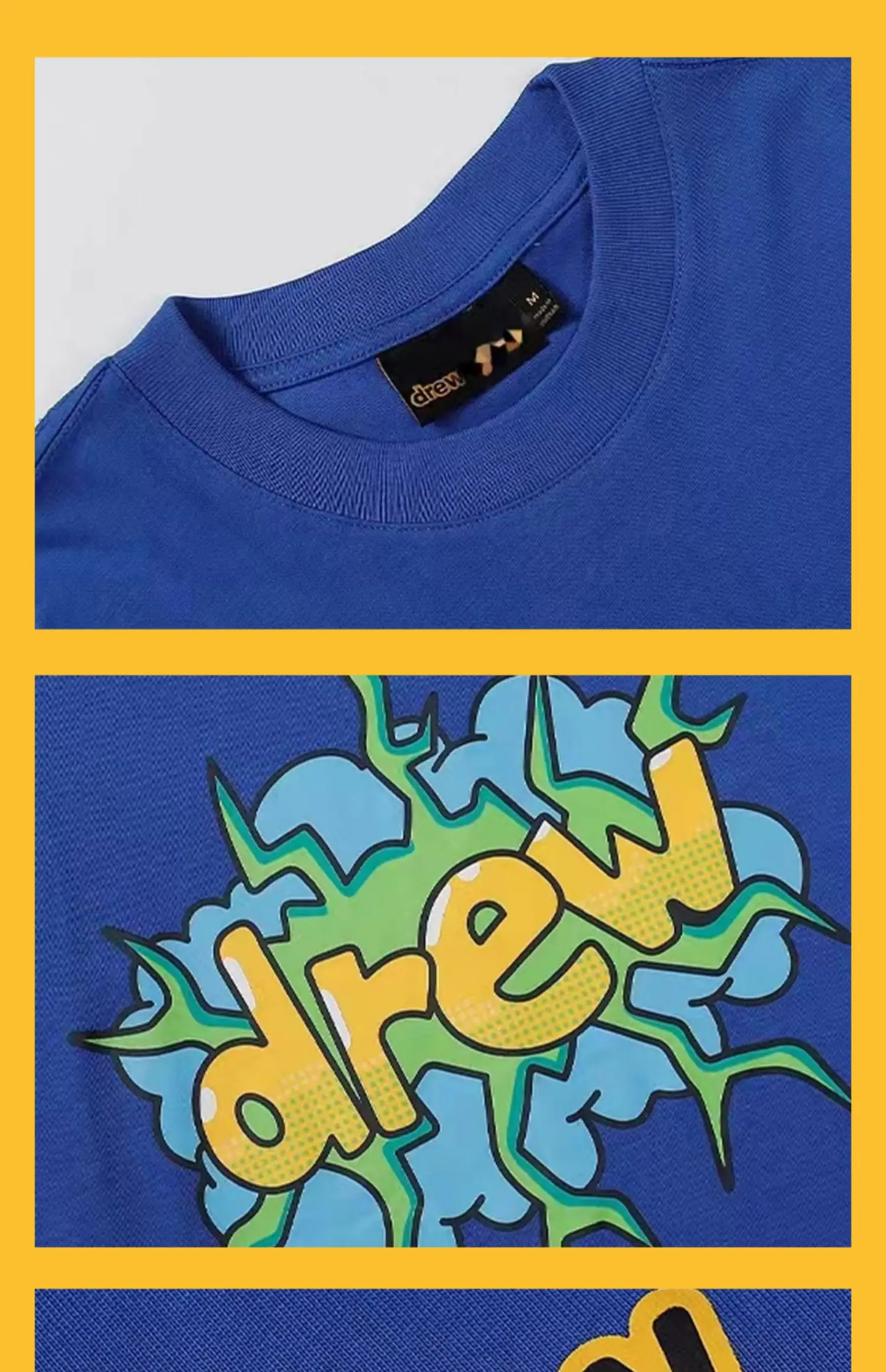 Drew House Fashion Mens Clothing Printing logo T shirt men's and women's printed loose short sleeve T-shirt Designer luxury