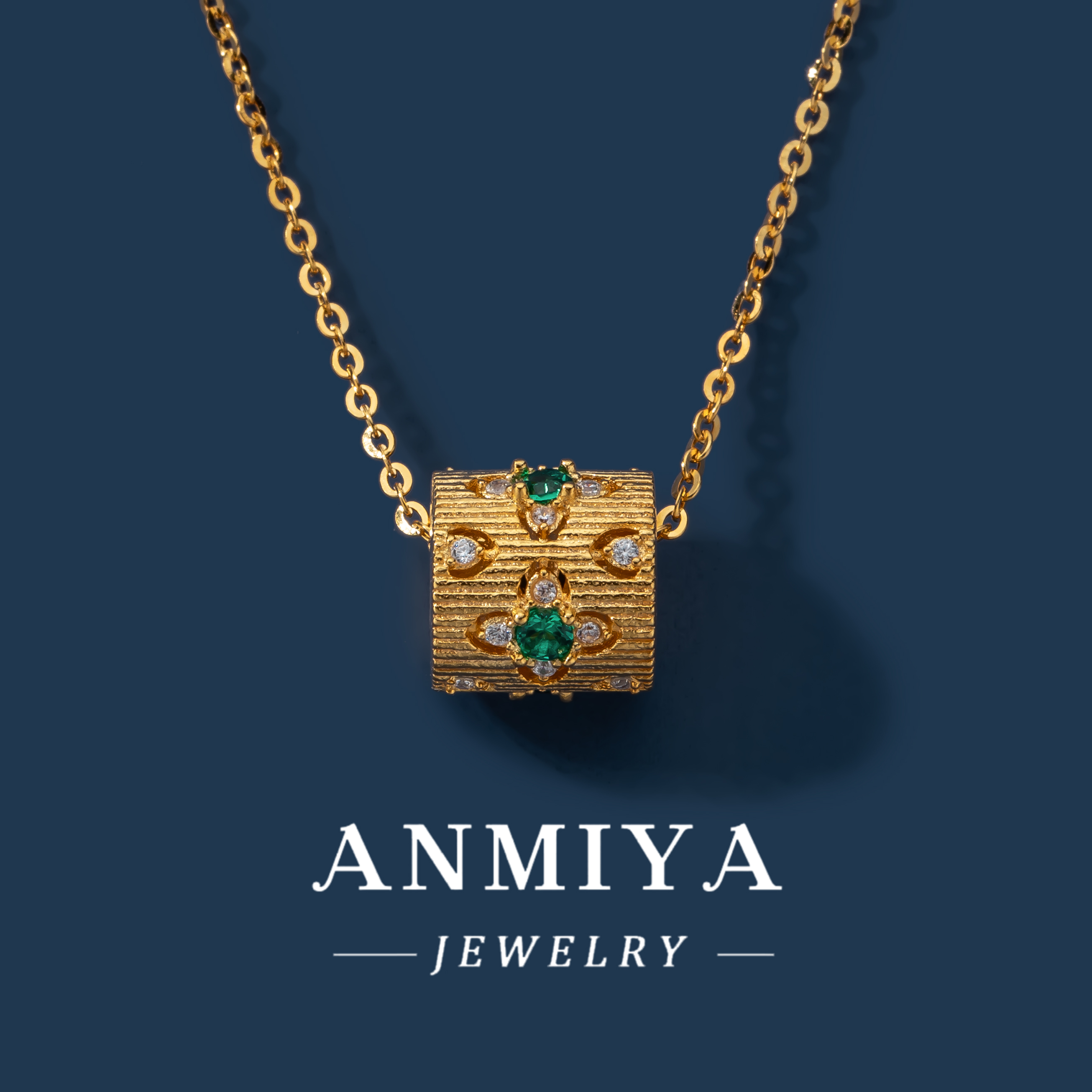 Custom High Quality Glaring S925 Silver Green Zircon Beat Gift 925 Sterling Silver Necklace