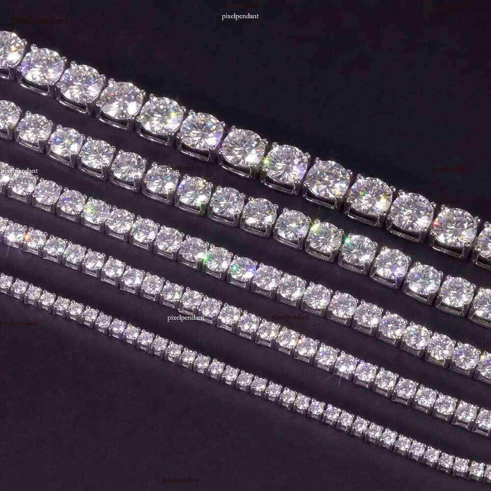 Pass Tester 2MM 3MM 4MM 5MM 6.5MM Iced Out Sier VVS Dia Necklace Moissanite Tennis Chain