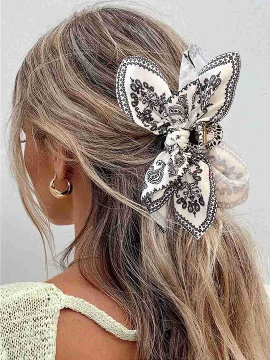 1pcs Bohemian Versatile Unique Hair Clip Red Cashew Flower Bow Grab Clip Sweet Clip Resort Ponytail Clip Fashion Headwear U250807
