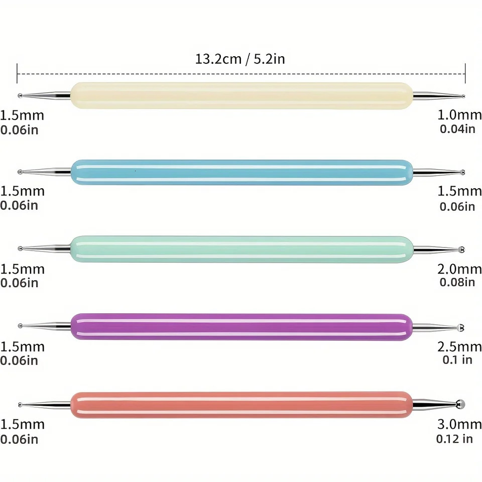 5pcs/Set Double-ended Silicone Head Carving Dotting Pen Brush Modeling Dotting Nail Art Pottery Clay Tool DIY Sculpting Tools 250805